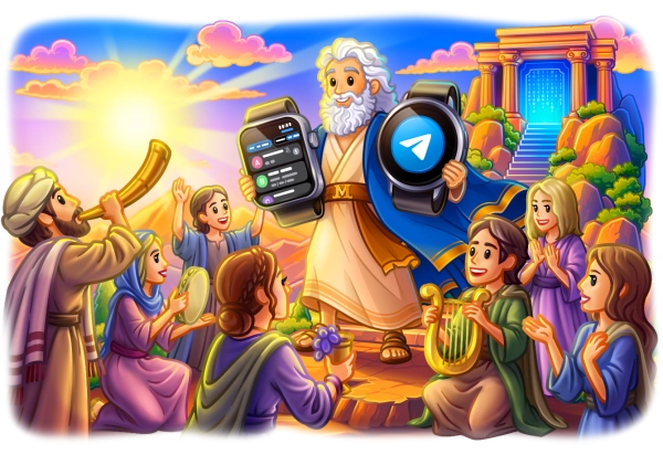 智能手表上打开 Telegram 聊天的想象图